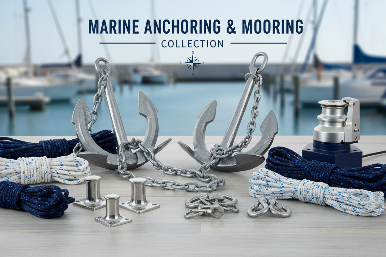 Εξοπλισμός αγκυροβολίας και πρόσδεσης σκαφών όπως άγκυρες, αλυσίδες και σχοινιά